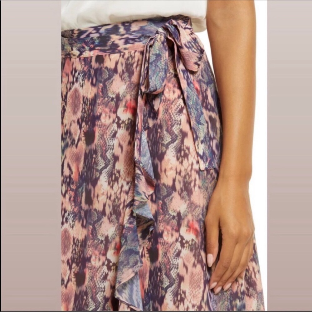 All Saints cosmo masala blush pink wrap midi skirt - Picture 4 of 9